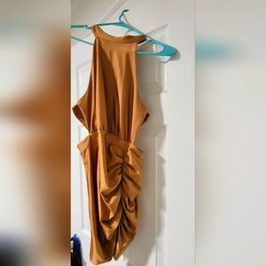Cut it out mini dress size large in the color gold